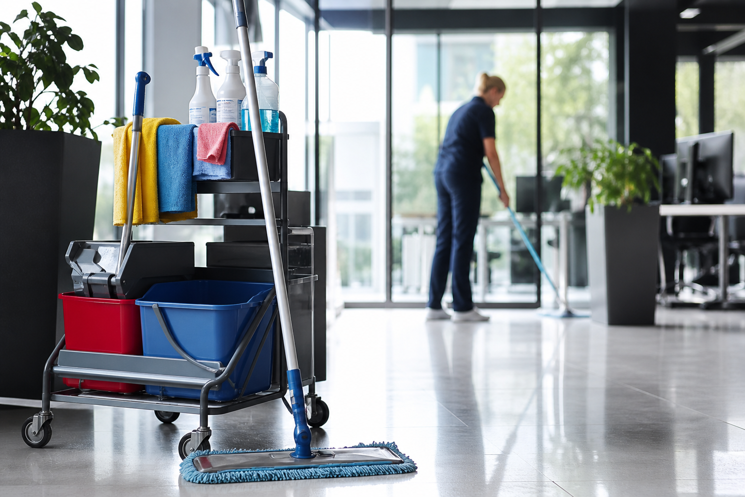 Bürokorridor nach der Reinigung